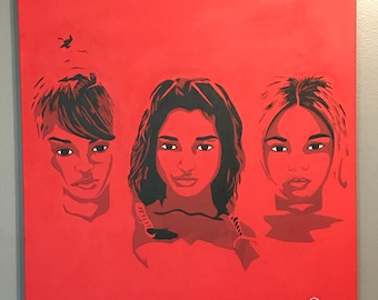 24"x24" ORIGINAL "My Crazy Sexy Cool" - TLC - pop art acrylic painting - vinyl album cover 1990's r&b music chili left eye t-boz waterfalls