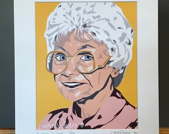 11x14 Limited Edition Hand Signed MATTED PRINT "As Golden As Sophia" - Golden Girls Pop Art - Estelle Getty Petrillo 1980's TV sitcom