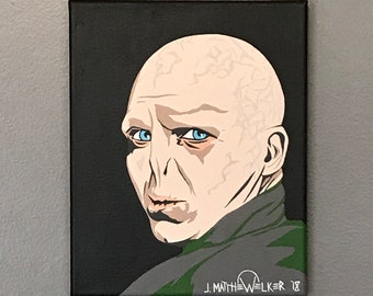 8"x10" ORIGINAL "The Wizarding World of Lord Voldemort" acrylic Harry Potter pop art painting - Ralph Fiennes JK Rowling wizard villain