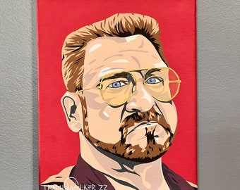 8"x10" ORIGINAL "Fuck It Dude, Let's Go Bowling" acrylic on canvas painting - The Big Lebowski Pop Art - John Goodman The Coen Brothers