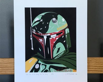 11x14 Limited Edition Hand Signed MATTED PRINT "Boba Fett In A Galaxy Far, Far Away" - Star Wars Empire Strikes Back The Mandalorian ROTJ