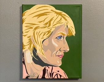 8"x10" ORIGINAL "Woman Inherits The Earth" - Jurassic Park Ellie Sattler pop art painting - Laura Dern Jurassic World dinosaurs feminist