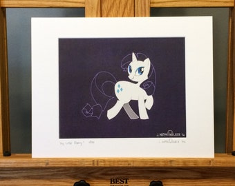 11x14 Limited Edition Hand Signed MATTED PRINT "My Little Rarity" - Rarity My Little Pony Friendship is Magic Pop Art - cartoon, girls