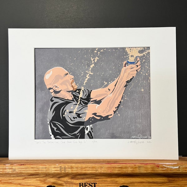 11x14 Limited Edition Hand Signed MATTED PRINT - "That's The Bottom Line, 'Cause Stone Cold Says So" - Steve Austin Pop Art - wwe wrestling