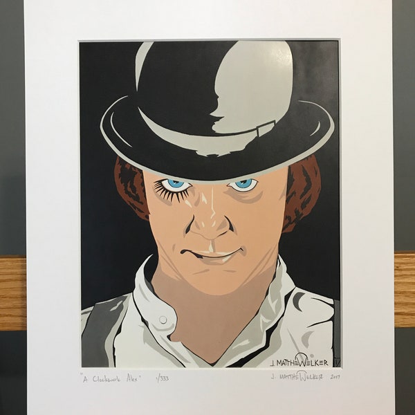 11x14 Limited Edition Hand Signed MATTED PRINT "A Clockwork Alex" - Clockwork Orange Pop Art - 1970's Stanley Kubrick film Malcolm McDowell