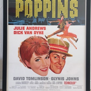 Póster de película grande original de Disney Mary Poppins de 1964 enmarcado
