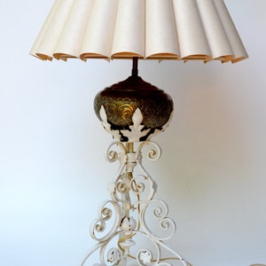Boho 1940s Wrought Iron and BrassMetal Table Lamp