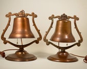 Rustic Craftsman Original Arts and Crafts Mission Bell Copper Lamps set