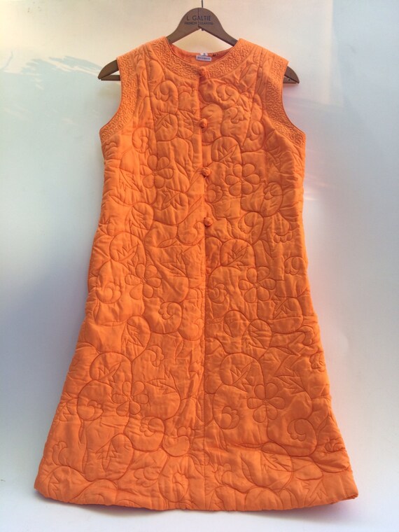 Flower Power Vintage 1960's Couture Mod Orange Dre