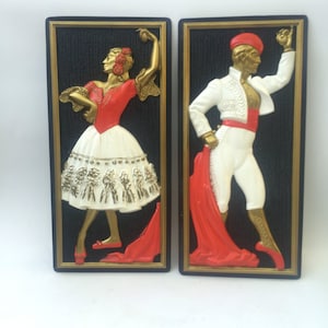 Mid Century Vintage Spanish Dancer and Matador Wall Art