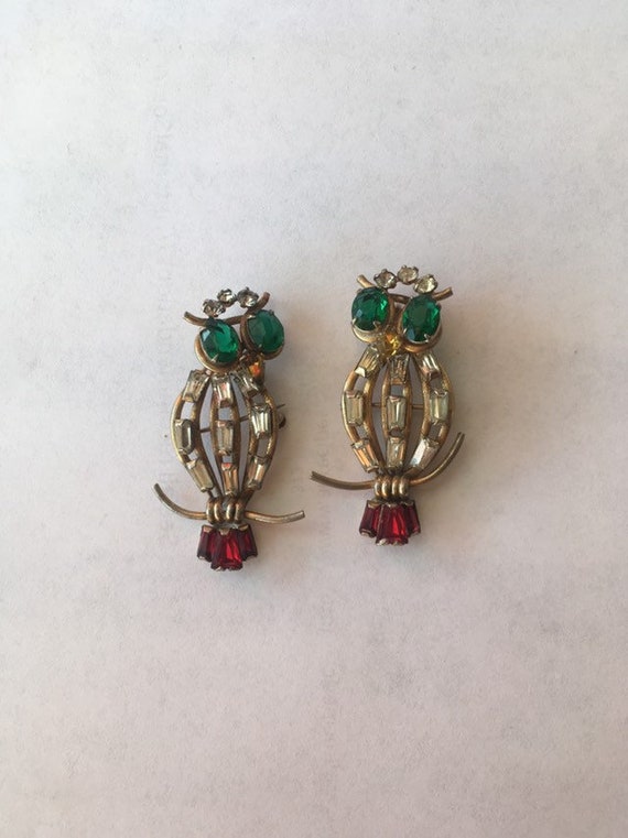 Two Mid Century Modern Jewelry Scitarelli Duet Owl