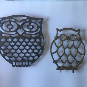Two Vintage Bronze Owl Trivets