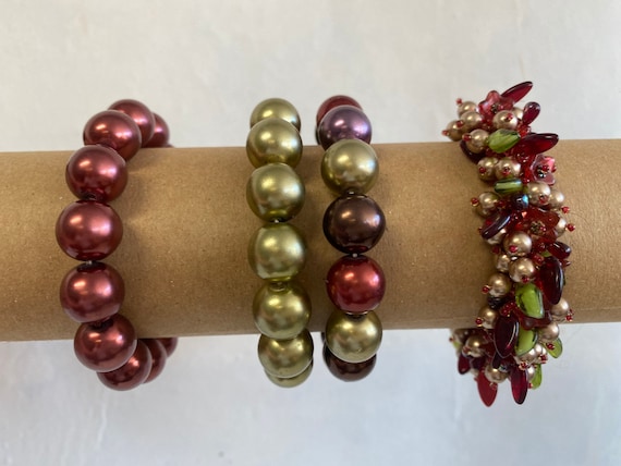 Wine Colored Bead Bracelets 4 - image 1
