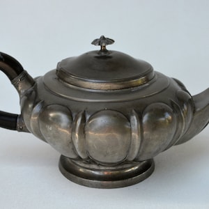 Dixon and Son Antique Pewter Teapot with Tea Stain Made in Early 1800&#39;s