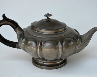 Dixon and Son Antique Pewter Teapot with Tea Stain Made in Early 1800's