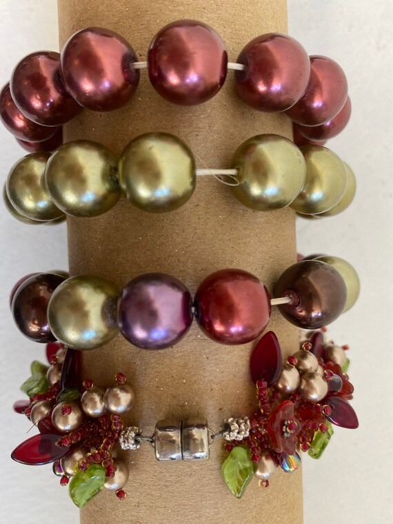 Wine Colored Bead Bracelets 4 - image 3