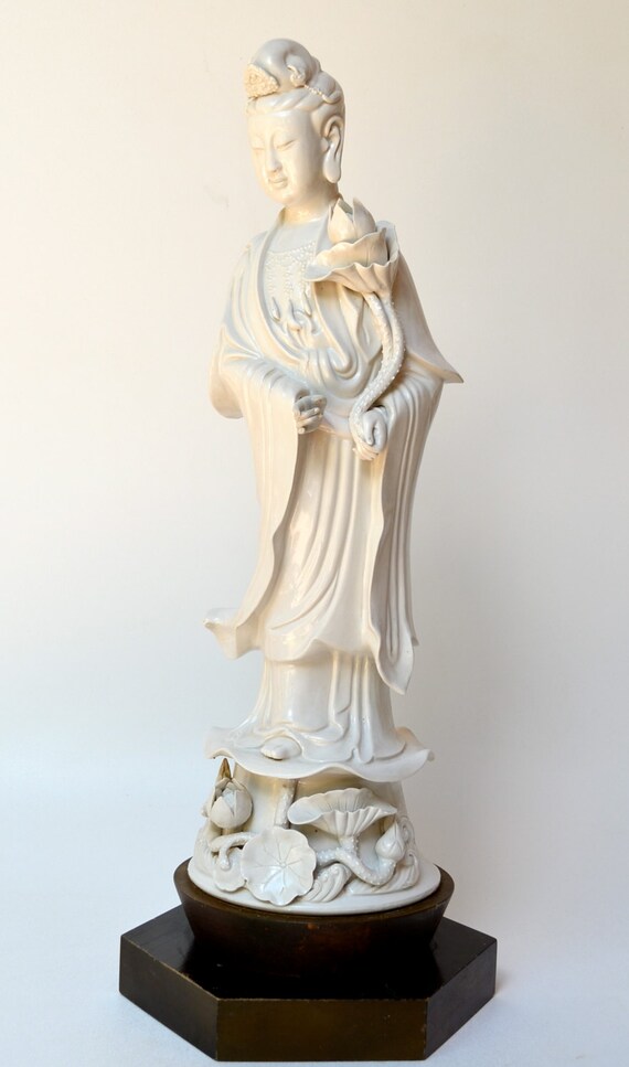 Tall Quan Yin White Porcelain Mid Century Porcelain Statue of Etsy