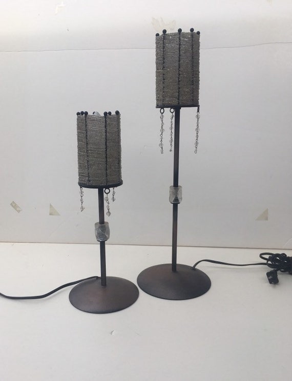 Bohemian Contemporary Beaded Accent Lamp Pair Etsy