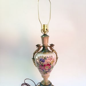 Beaux Arts Porcelain Table Lamp with Hand Painted Floral