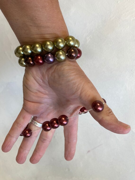 Wine Colored Bead Bracelets 4 - image 5