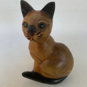 Wood hand carved Siamese Cat