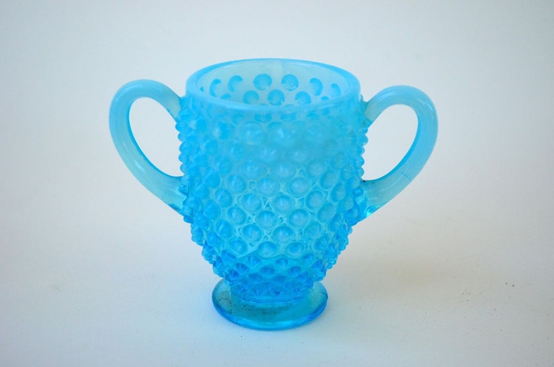 Blue Hobnail Depression Fenton Glass Small Vase or Sugar Bowl Etsy
