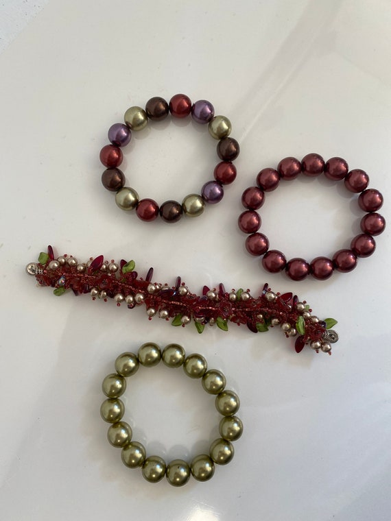 Wine Colored Bead Bracelets 4 - image 6
