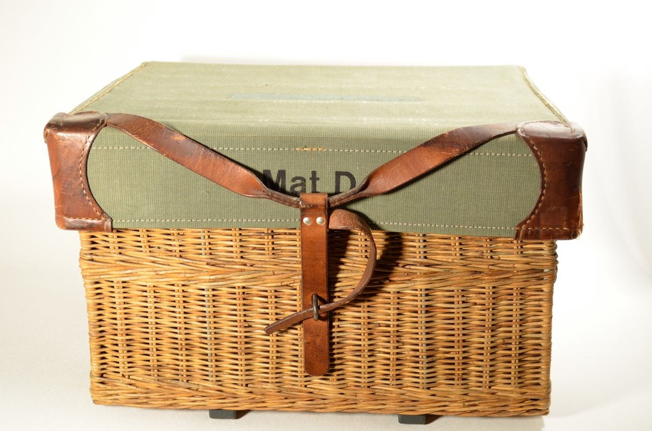 Military Wicker Steel and Green Canvas Cargo Basket - Etsy