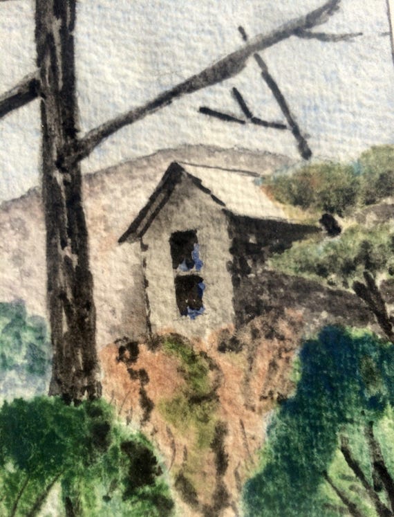 Three Vintage Original Art Watercolors Cabin Art Signed By The Etsy