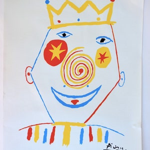Picasso&#39;s &quot;The Clown&quot; Mid Century Modern Vintage Print on Canvas from Lambert Studios