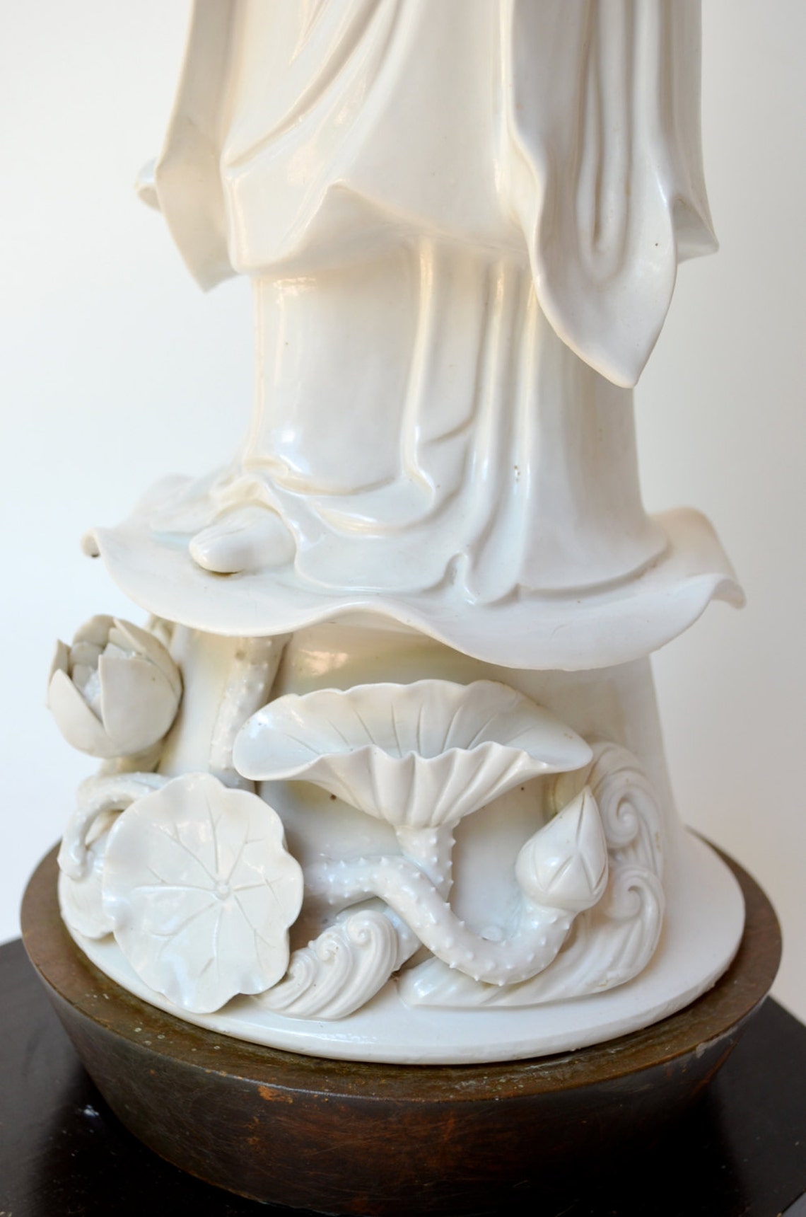 Tall Quan Yin White Porcelain Mid Century Porcelain Statue of