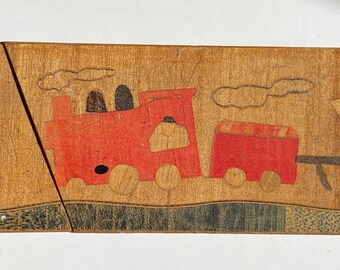 Hand Painted Train Pencil Box made in Japan 1960s