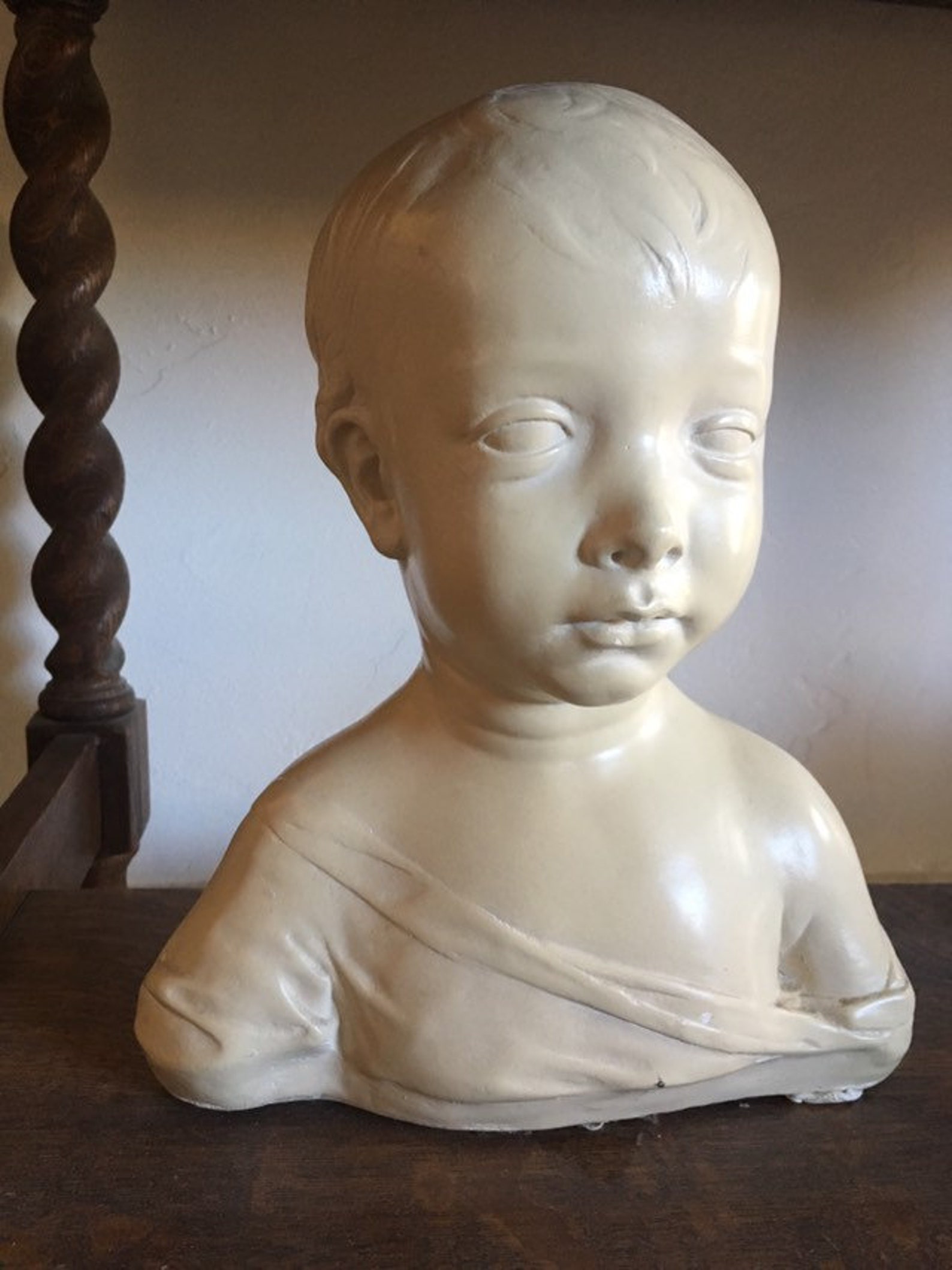 Plaster Cast Circa 1895 Bust of a Child Sculpture by Circa 1460