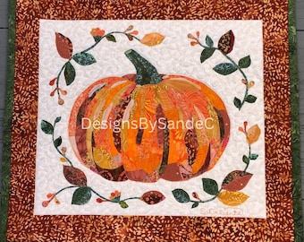 Pumpkin Collage Art Quilt Pattern: Fall Decor (Digital Download)