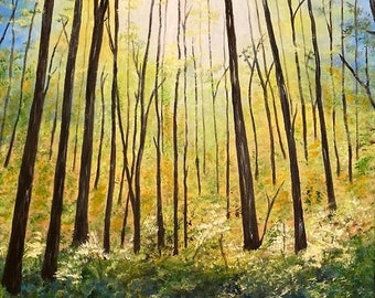 Burst of Light Original Impressionist One-of-a-Kind Landscape Acrylic Painting 24x18" Stretched Canvas