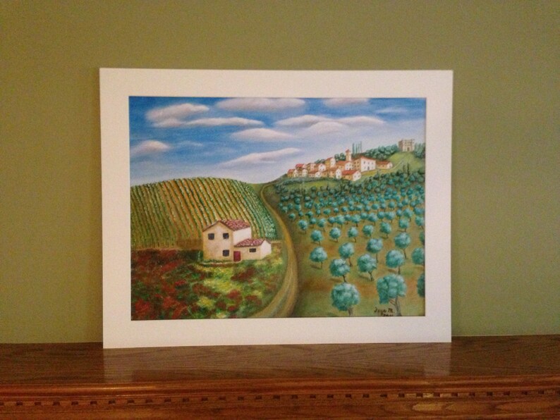 Tuscany Landscape, 16 x 20 Fine Art Reproduction Museum-Quality Print Giclee of Original Painting image 2