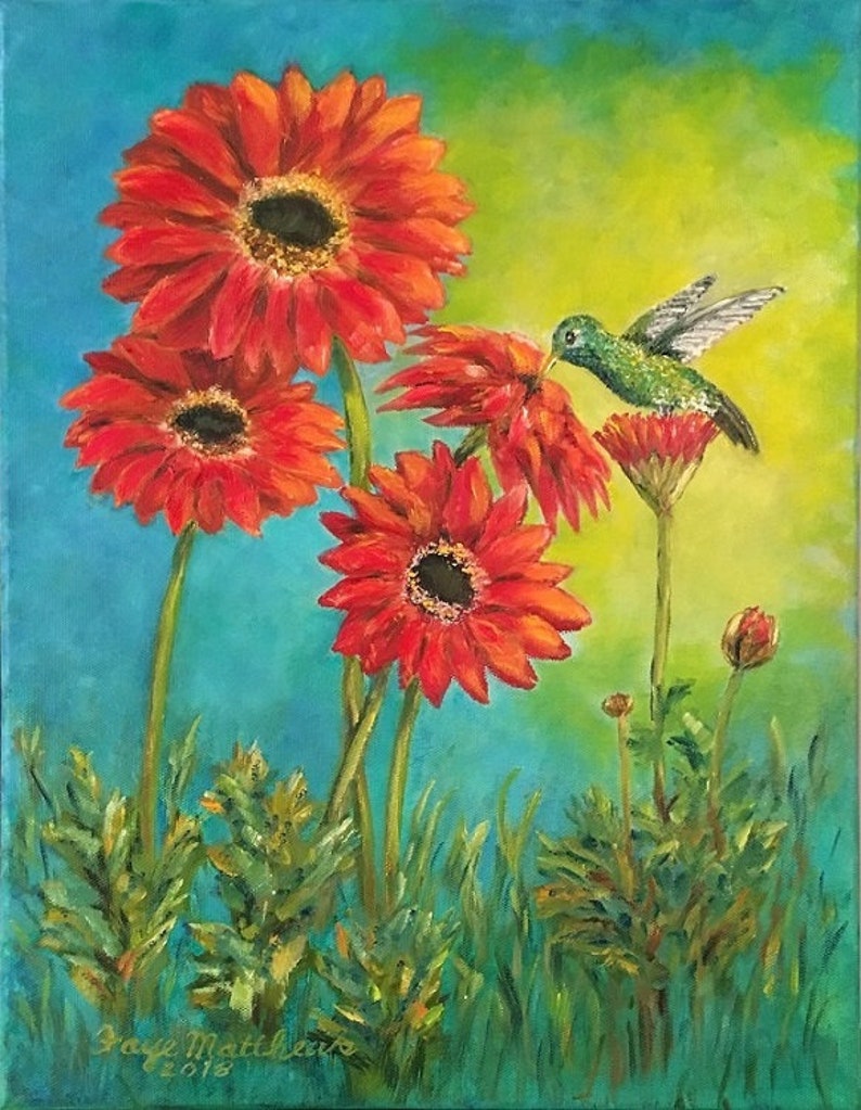 Spring Arrivals Original Oil and Acrylic Painting Stretched image 1