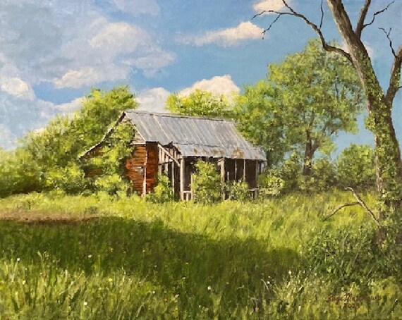 On Mortimer Road Original Impressionist One-of-a-Kind Landscape Acrylic Painting on 16x20" Stretched Canvas
