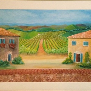 View of the Vineyard, Large 22 x 28 Fine Art Reproduction Museum-Quality Print Giclee of Original Painting image 2