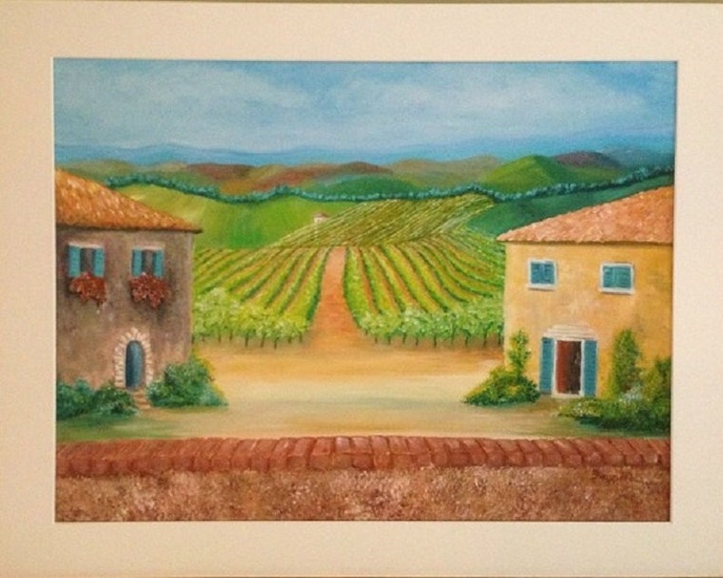 View of the Vineyard, Large 22 x 28 Fine Art Reproduction Museum-Quality Print Giclee of Original Painting image 2