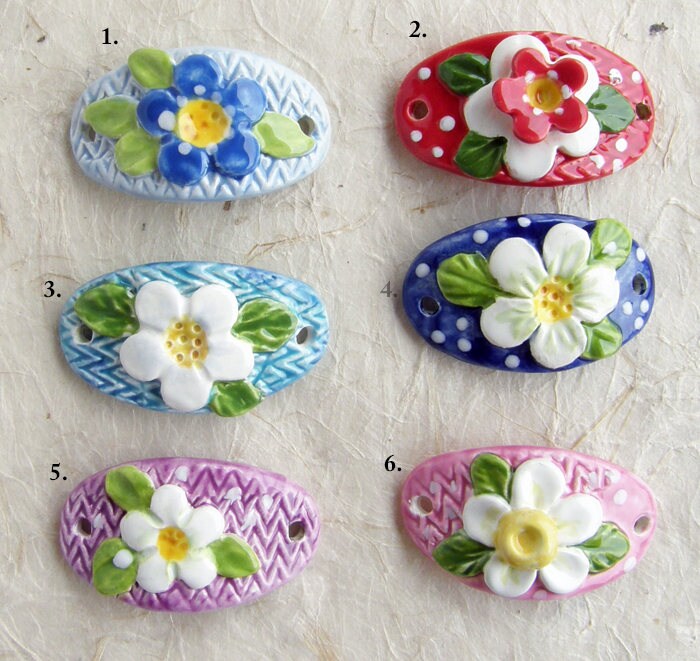 Ceramic Floral Bracelet Bar Etsy