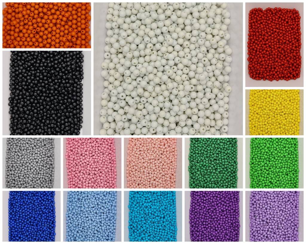 Opaque Acrylic Beads | Round 6mm Acrylic Beads | Small 6mm Gumball Be…