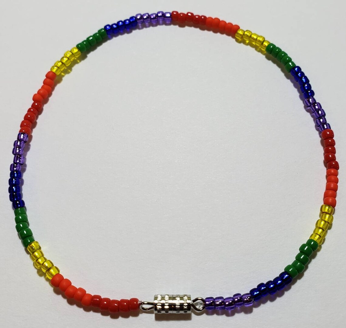 Rainbow Colors Beaded Anklets Rainbow Anklets Pride Anklets Etsy
