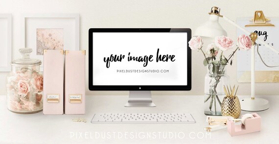 Shades Of Blush Desktop Mockup Scene Stock