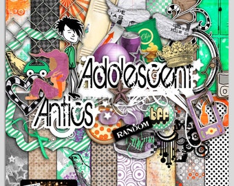 Adolescent Antics (Teenager Themed Digital Scrapbooking Kit) Personal Use Only