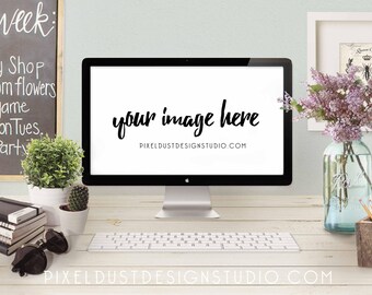 Farmhouse Style / Mac Computer Desktop Mockup / Styled Scene / Commercial Use