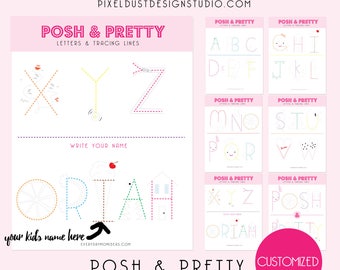 Custom Made - Posh & Pretty / Learning Alphabet Tracing Worksheet Set / Letter Association /Pre-school /ABC's