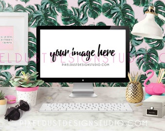 Wild Palms / Mac Computer Desktop Mockup / Styled Scene / Commercial Use