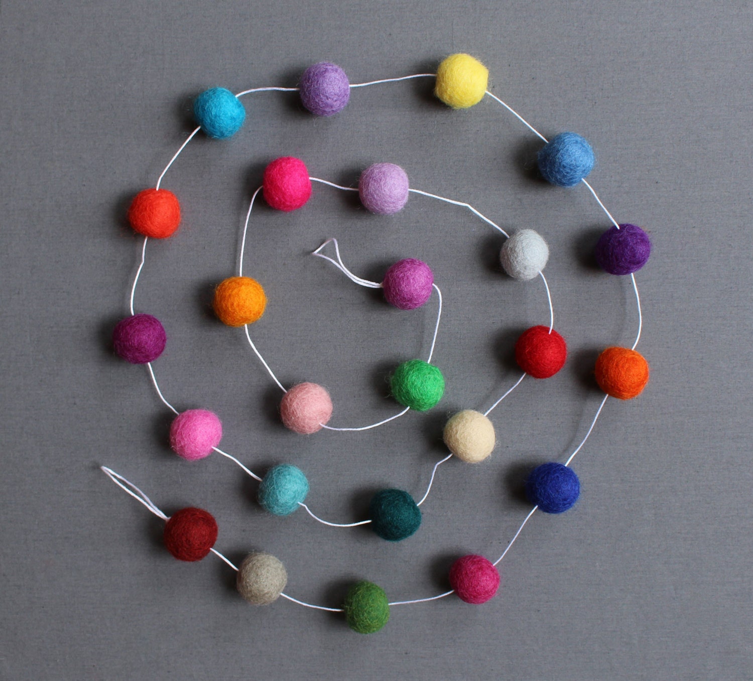 Felt Ball Garland // Rainbow Etsy
