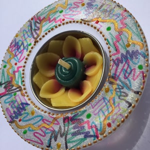 Porte-bougie chauffe-plat verre Graffiti - peint à la main - cadeau, cadeau, décoration d’intérieur